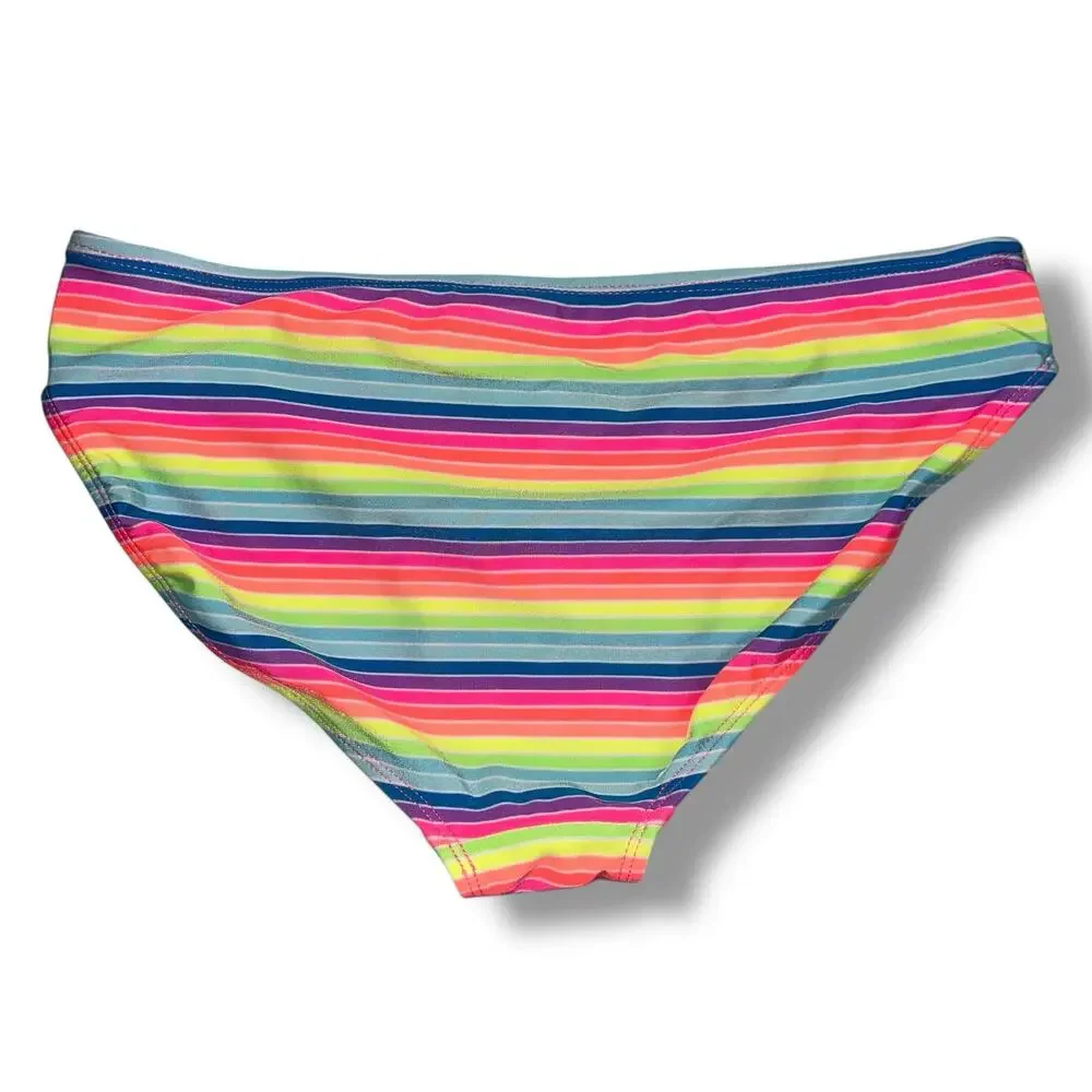 Wonder Nation Girls Tankini Swimsuit 2 Piece Set Rainbow Unicorn Stripes XL